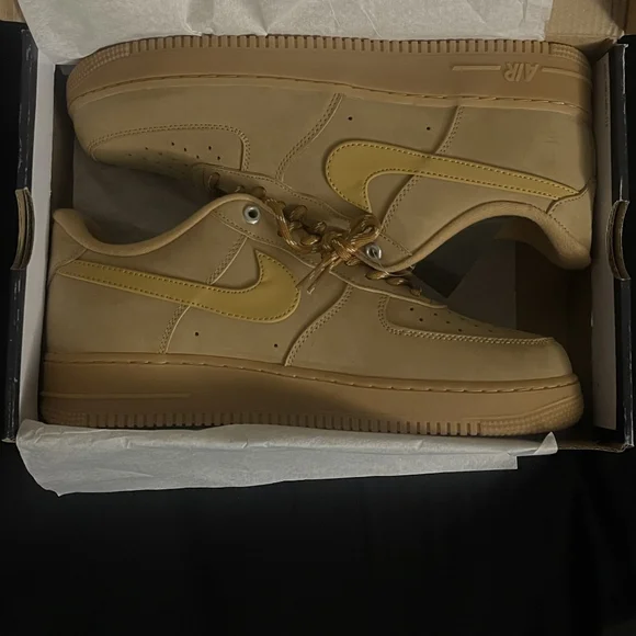 Women's Nike Air Force One '07 WB Low Flax/Wheat-Gum Light Brown AF1 New